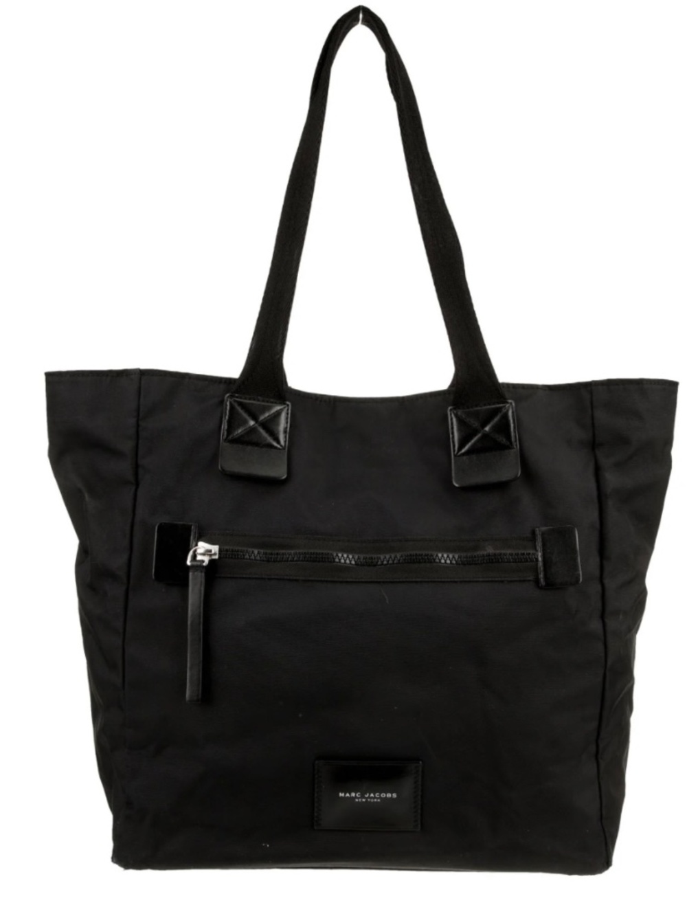 Marc Jacobs Nylon Biker North South Work Tote Bag Black Large Leather Trim
